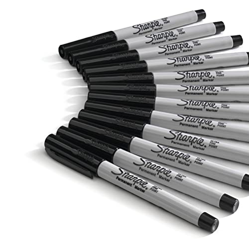 Sharpie Permanent Markers, Ultra Fine Tip Markers Set, Quick Drying And Fade Resistant Artist Marker For Wood, Plastic Paper, Metal, And More, Drawing, Coloring, And Poster Marker Black, 12 Count-UPStoxs