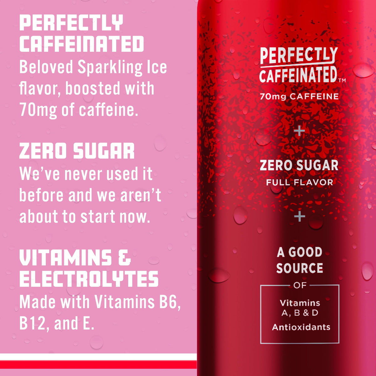 Sparkling Ice +Caffeine Cherry Vanilla Sparkling Water with Caffeine, Zero Sugar, with Antioxidants and Vitamins,16 fl oz Cans (Pack Of 12)-UPStoxs