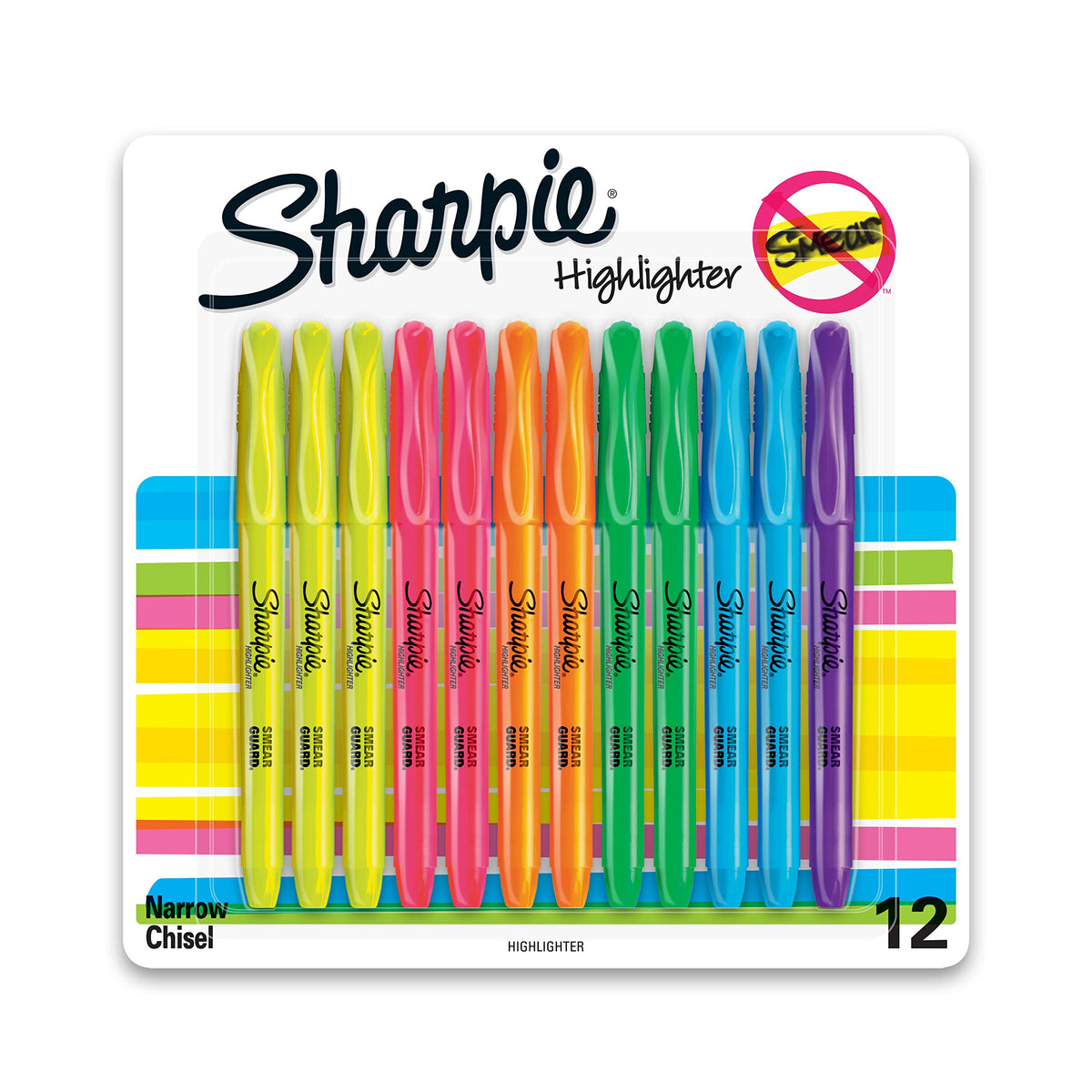 Sharpie Pocket Style Highlighters, Chisel Tip Highlighter Marker Set, Assorted Fluorescent Highlighters, Perfect For Office Supplies, School Supplies, 12 Count-UPStoxs