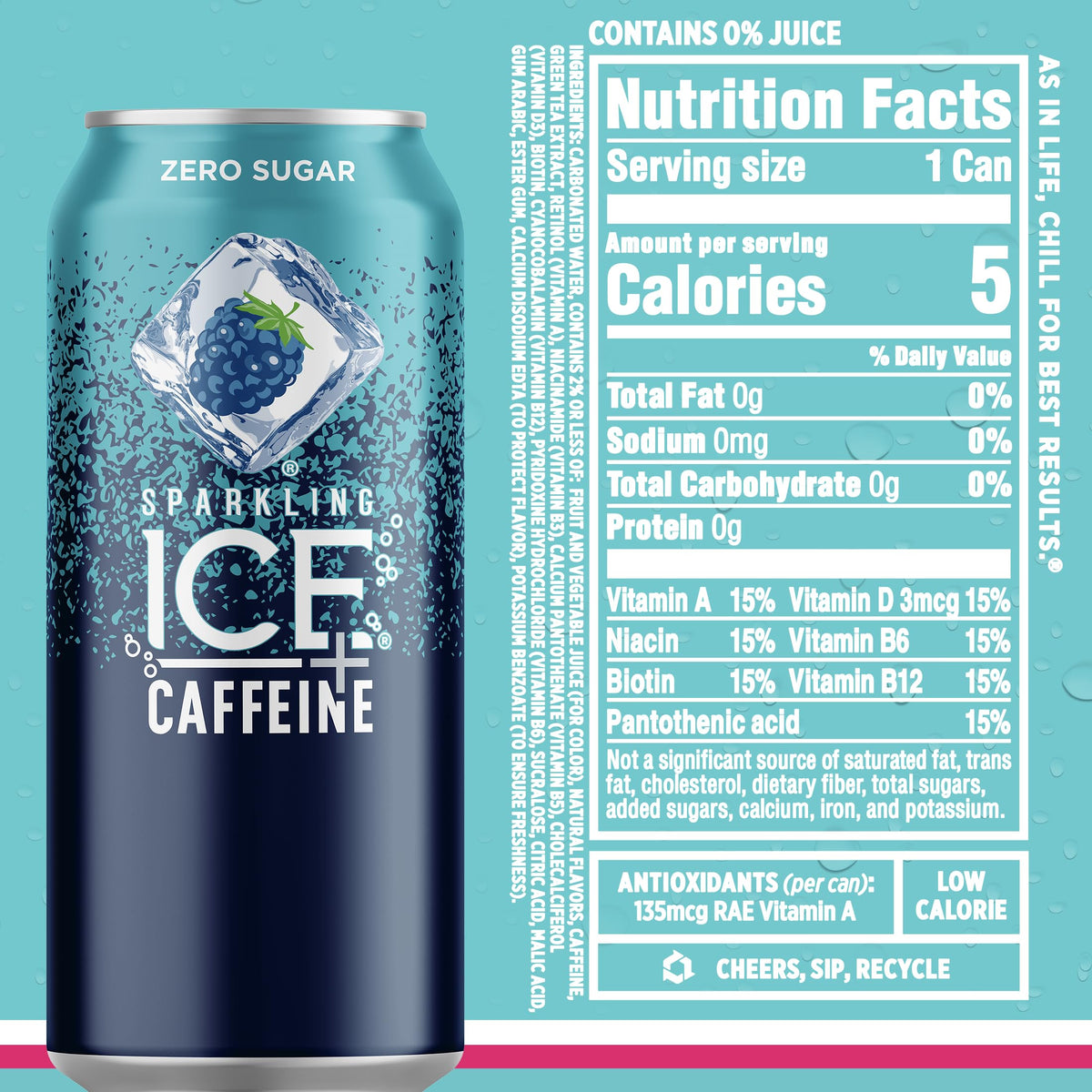 Sparkling Ice +Caffeine Variety Pack, Flavored Sparkling Water, Zero Sugar, with Vitamins and Antioxidants, 16 fl oz, 12 count (Citrus Twist, Black Raspberry, Blue Raspberry, Strawberry Citrus)-UPStoxs