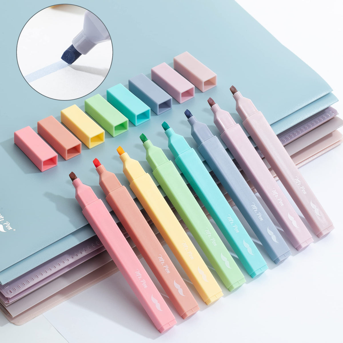 Mr. Pen- Aesthetic Cute Pastel Highlighters Set, 8 pcs, Chisel Tip, Candy Colors, No Bleed Bible Assorted Colors-UPStoxs