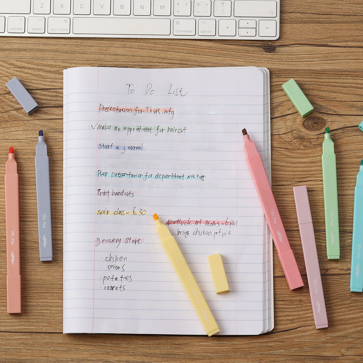 Mr. Pen- Aesthetic Cute Pastel Highlighters Set, 8 pcs, Chisel Tip, Candy Colors, No Bleed Bible Assorted Colors-UPStoxs